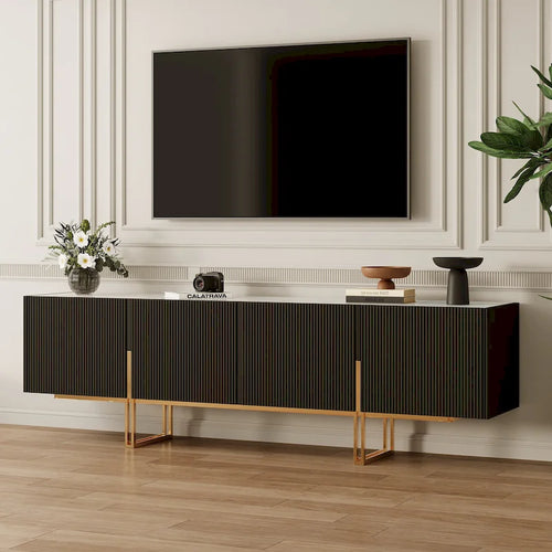 Meuble TV 78,7 pouces, meuble de divertissement avec plateau imitation marbre