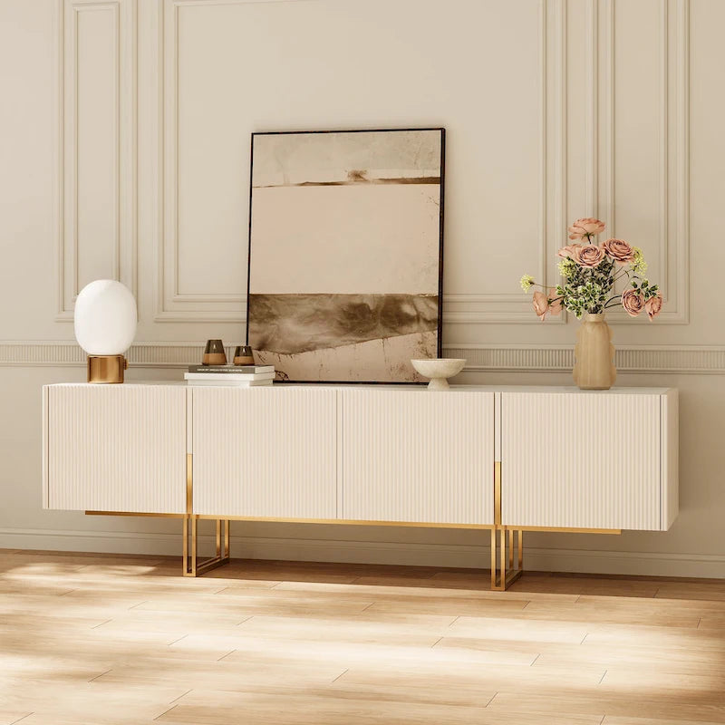 Meuble TV 78,7 pouces, meuble de divertissement avec plateau imitation marbre