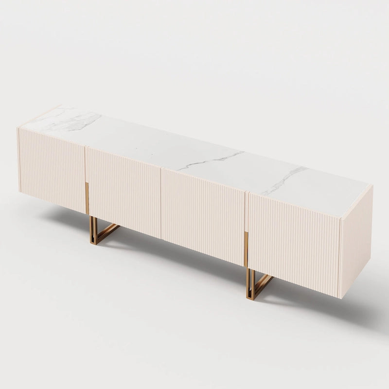 Meuble TV 78,7 pouces, meuble de divertissement avec plateau imitation marbre