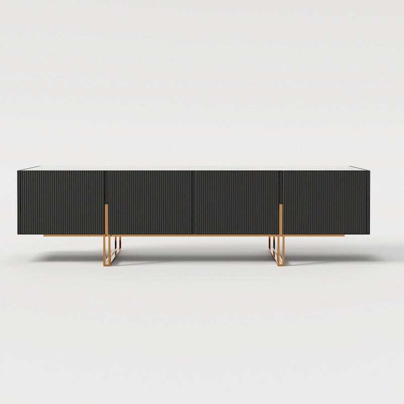 Meuble TV 78,7 pouces, meuble de divertissement avec plateau imitation marbre