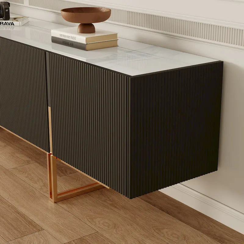 Meuble TV 78,7 pouces, meuble de divertissement avec plateau imitation marbre
