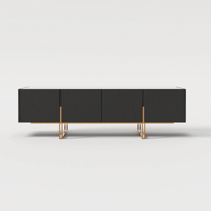 Meuble TV 78,7 pouces, meuble de divertissement avec plateau imitation marbre