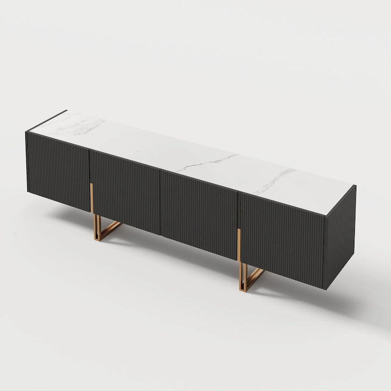 Meuble TV 78,7 pouces, meuble de divertissement avec plateau imitation marbre