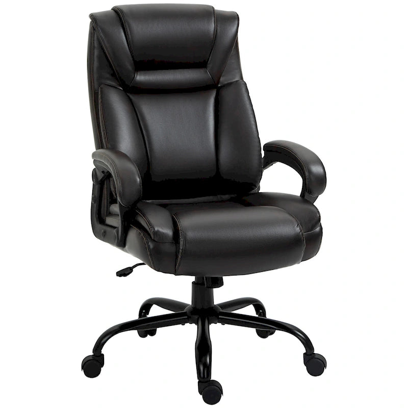 Fauteuil de bureau exécutif avec siège large, chaise de bureau d'ordinateur à dossier haut, hauteur réglable et roulettes pivotantes
