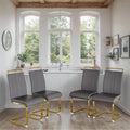 Chaise de salle à manger capitonnée à dossier haut en similicuir avec pieds en métal (Lot de 4)