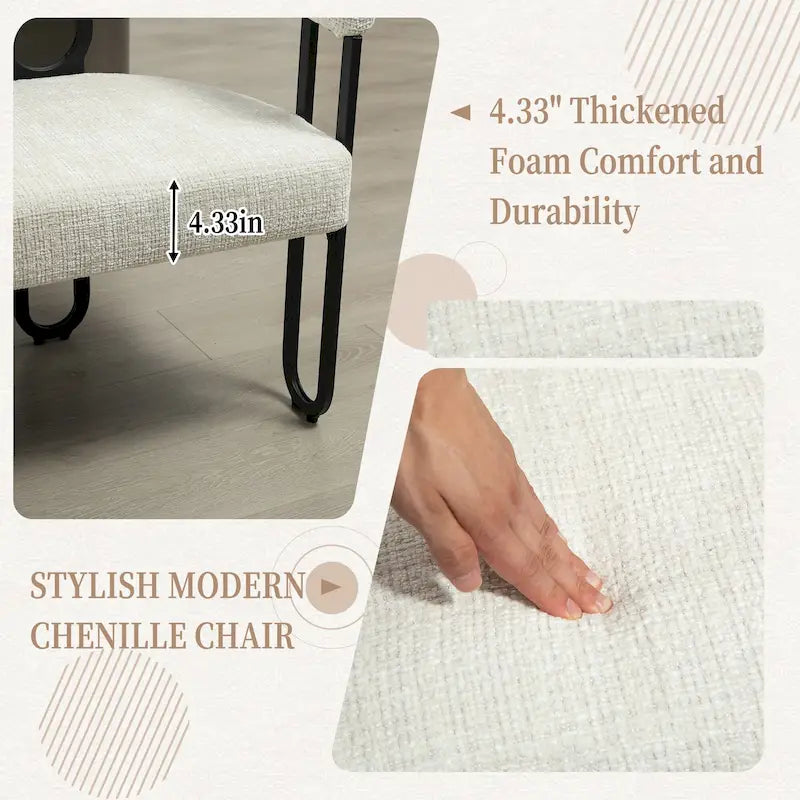 Canapé deux places moderne en tissu chenille avec accoudoirs et pieds en métal pour salon