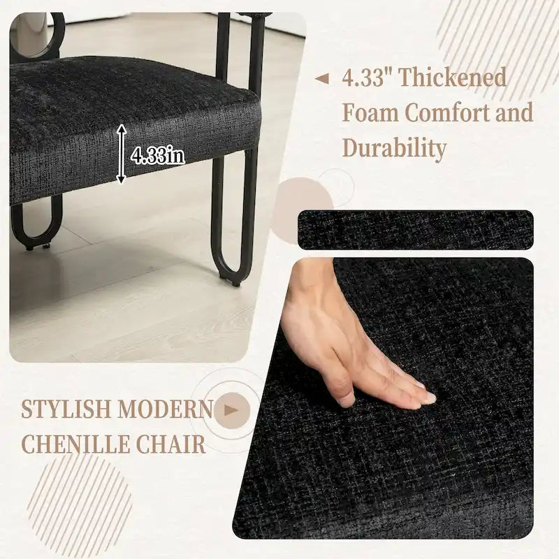 Canapé deux places moderne en tissu chenille avec accoudoirs et pieds en métal pour salon