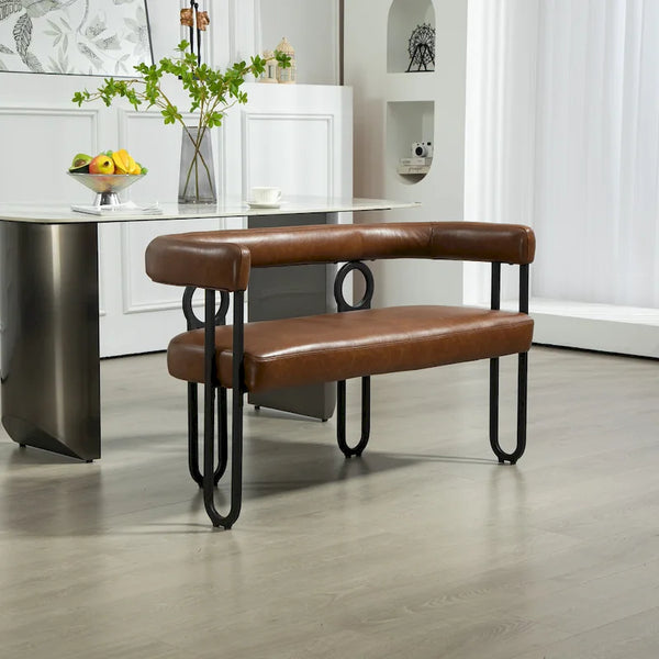 Canapé deux places moderne en tissu chenille avec accoudoirs et pieds en métal pour salon