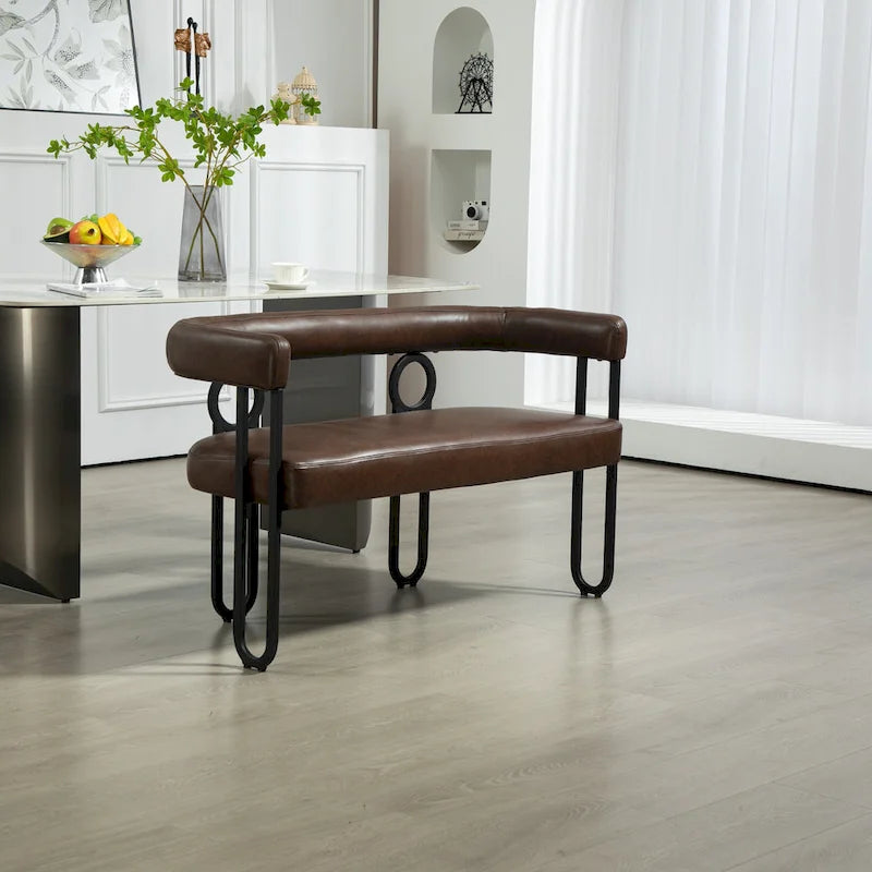 Canapé deux places moderne en tissu chenille avec accoudoirs et pieds en métal pour salon