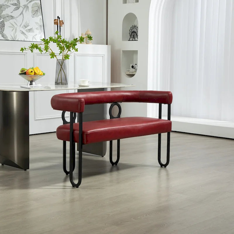 Canapé deux places moderne en tissu chenille avec accoudoirs et pieds en métal pour salon