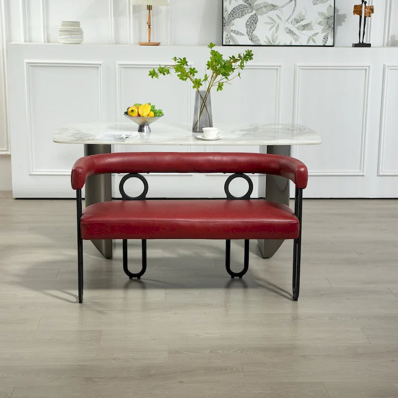 Canapé deux places moderne en tissu chenille avec accoudoirs et pieds en métal pour salon