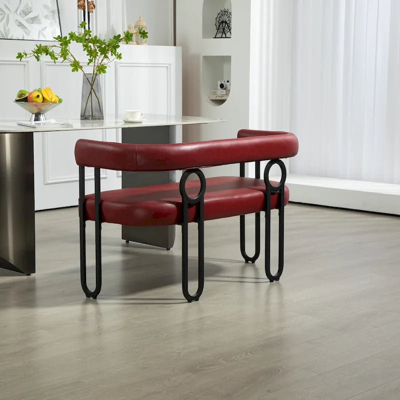 Canapé deux places moderne en tissu chenille avec accoudoirs et pieds en métal pour salon