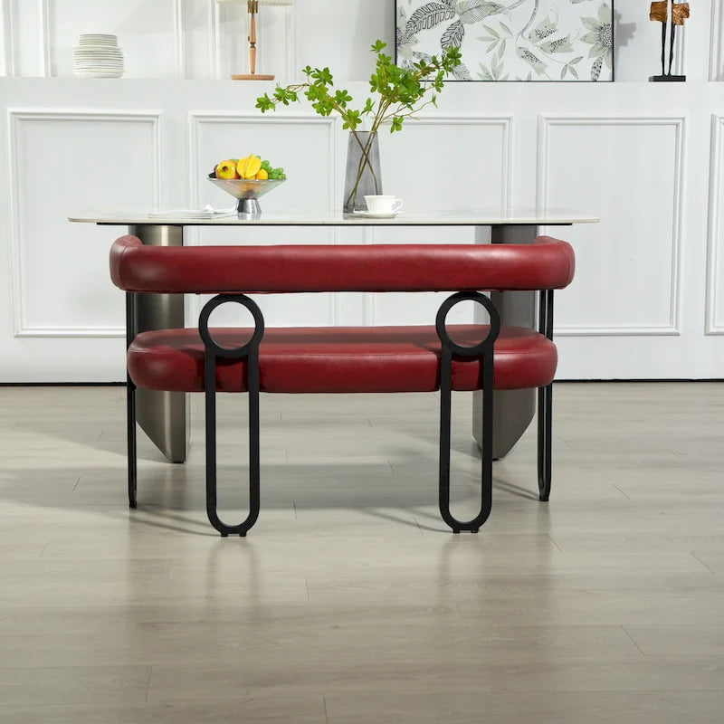 Canapé deux places moderne en tissu chenille avec accoudoirs et pieds en métal pour salon