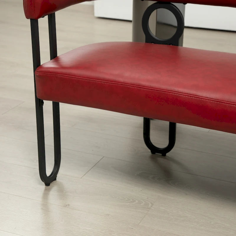 Canapé deux places moderne en tissu chenille avec accoudoirs et pieds en métal pour salon