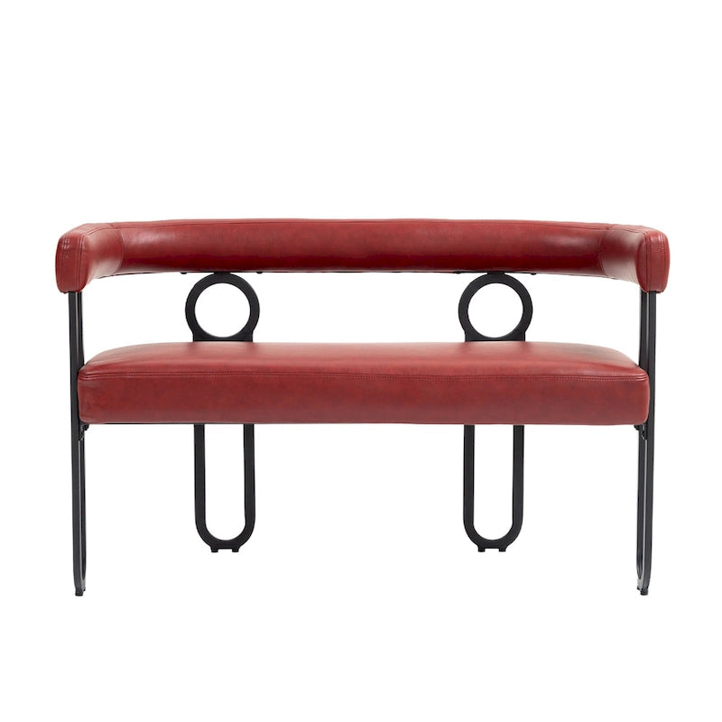 Canapé deux places moderne en tissu chenille avec accoudoirs et pieds en métal pour salon