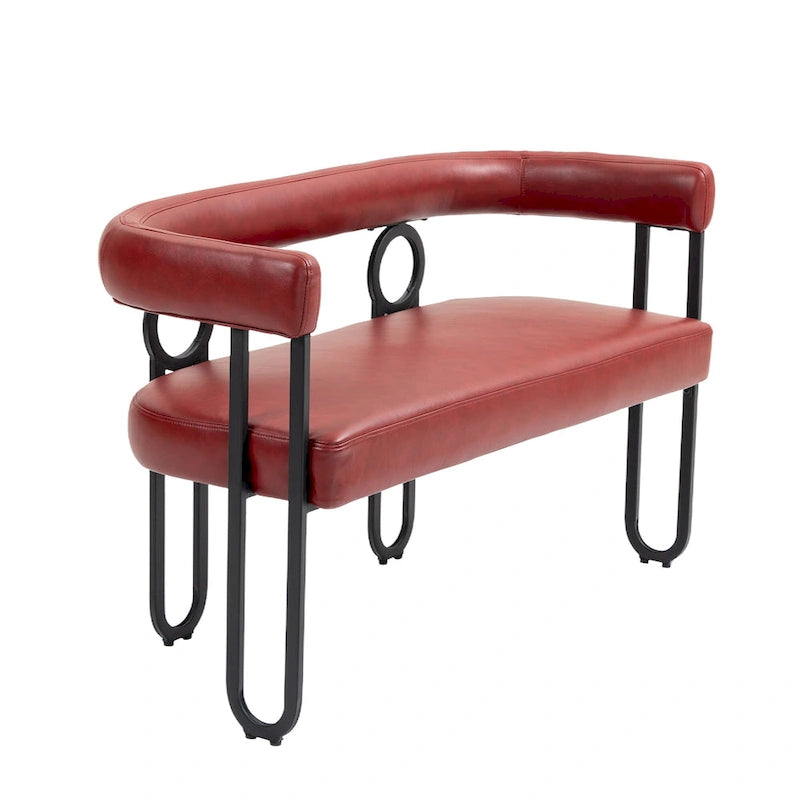 Canapé deux places moderne en tissu chenille avec accoudoirs et pieds en métal pour salon