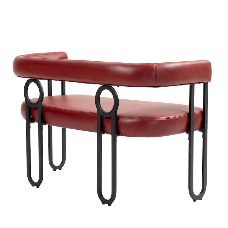 Canapé deux places moderne en tissu chenille avec accoudoirs et pieds en métal pour salon