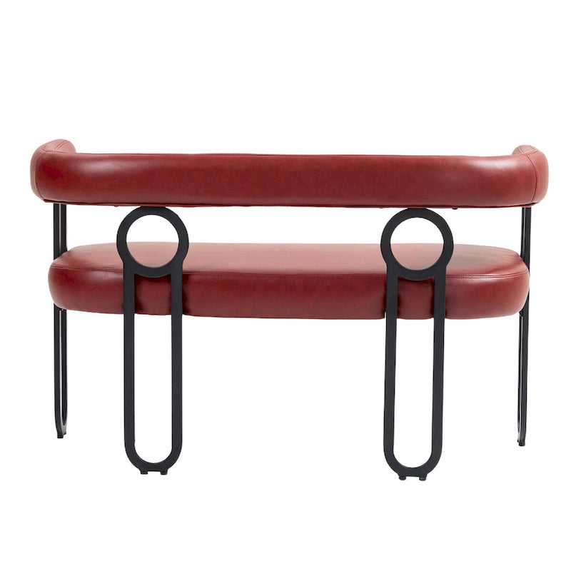 Canapé deux places moderne en tissu chenille avec accoudoirs et pieds en métal pour salon