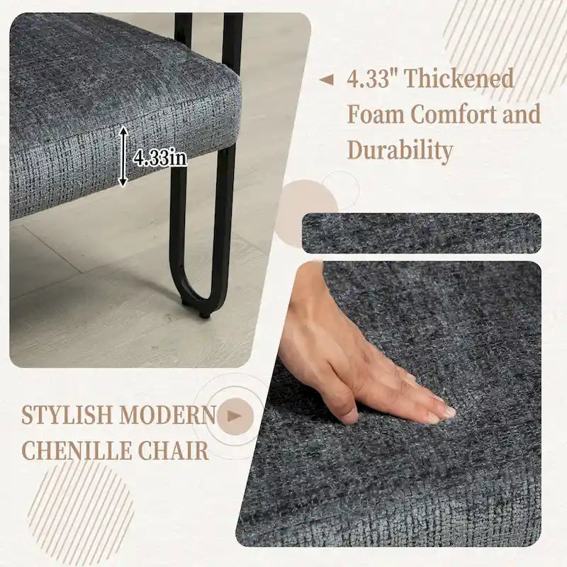 Canapé deux places moderne en tissu chenille avec accoudoirs et pieds en métal pour salon