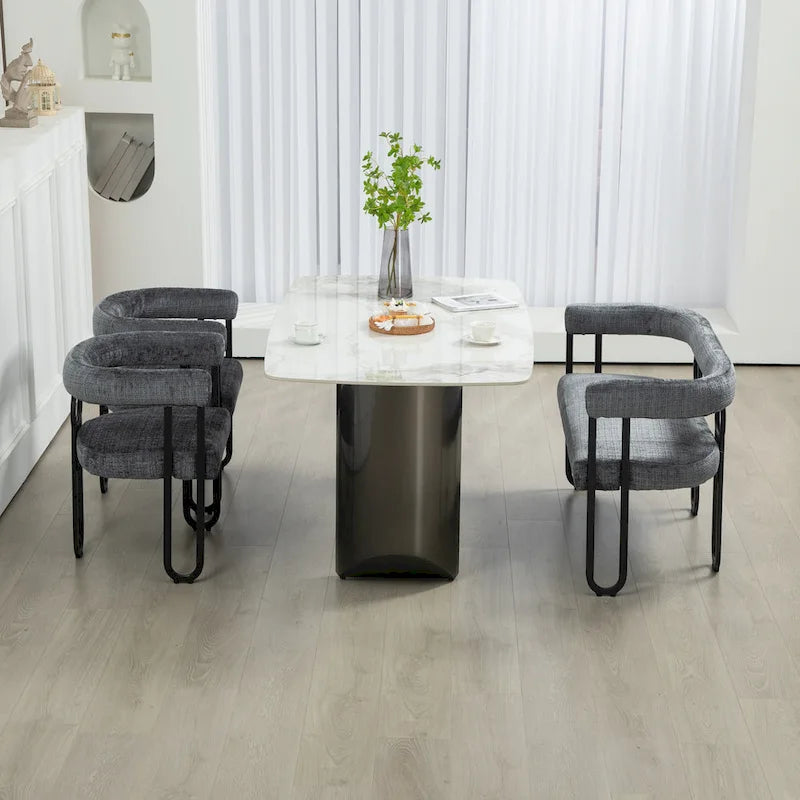Canapé deux places moderne en tissu chenille avec accoudoirs et pieds en métal pour salon