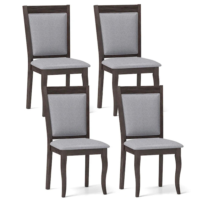 Chaises de salle à manger en bois lot de 2/4 avec cadre en bois d'hévéa et assise rembourrée