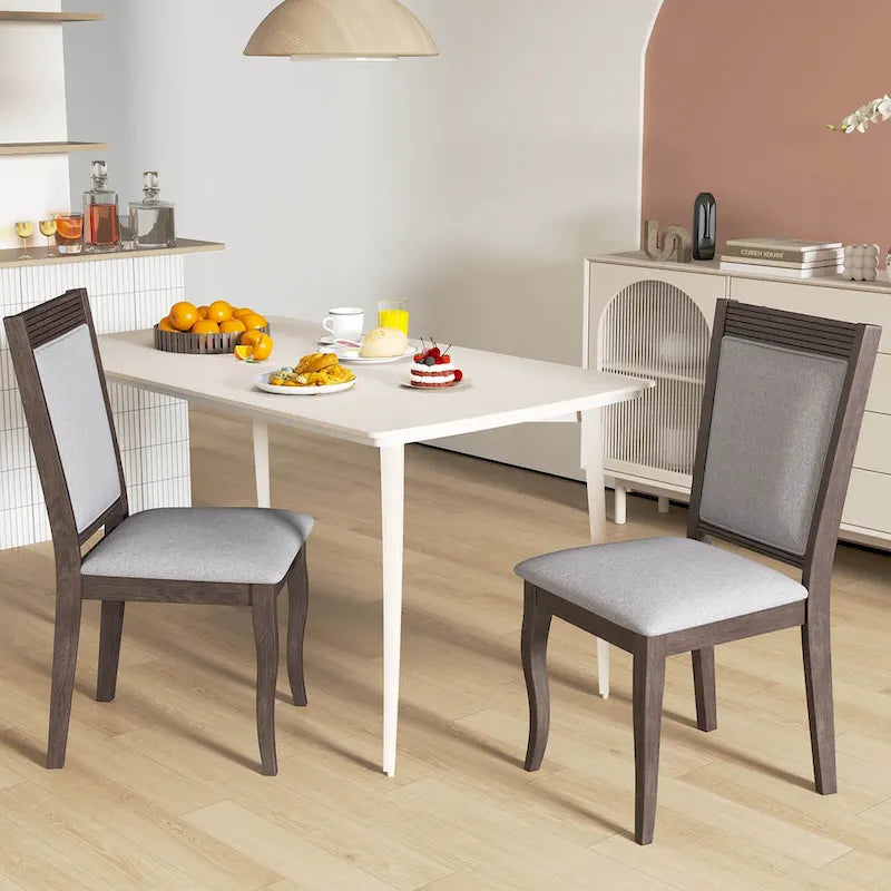 Chaises de salle à manger en bois lot de 2/4 avec cadre en bois d'hévéa et assise rembourrée