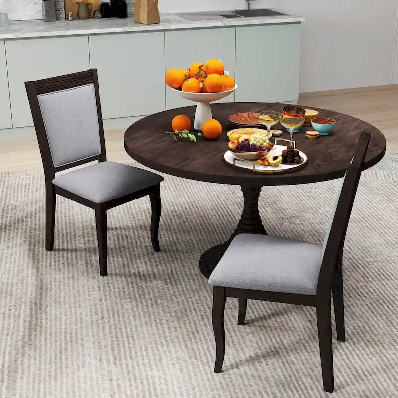 Chaises de salle à manger en bois lot de 2/4 avec cadre en bois d'hévéa et assise rembourrée