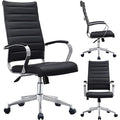 Fauteuil de bureau moderne à dossier haut, en cuir PU nervuré, pivotant et inclinable, pour salle de conférence, chaise de bureau avec coussin, pour patron