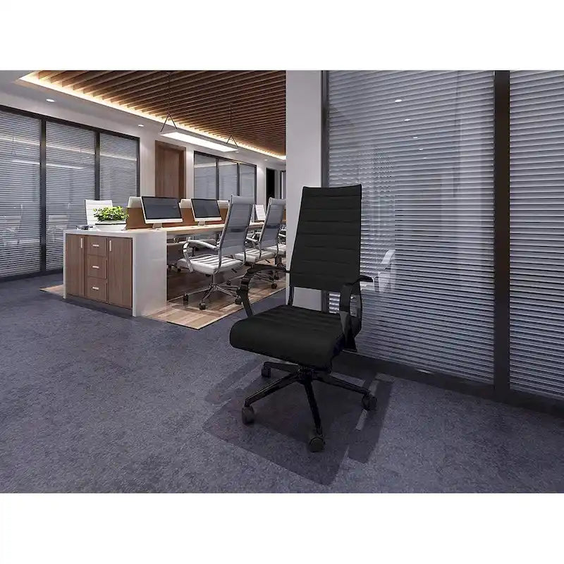 Fauteuil de bureau moderne à dossier haut, en cuir PU nervuré, pivotant et inclinable, pour salle de conférence, chaise de bureau avec coussin, pour patron