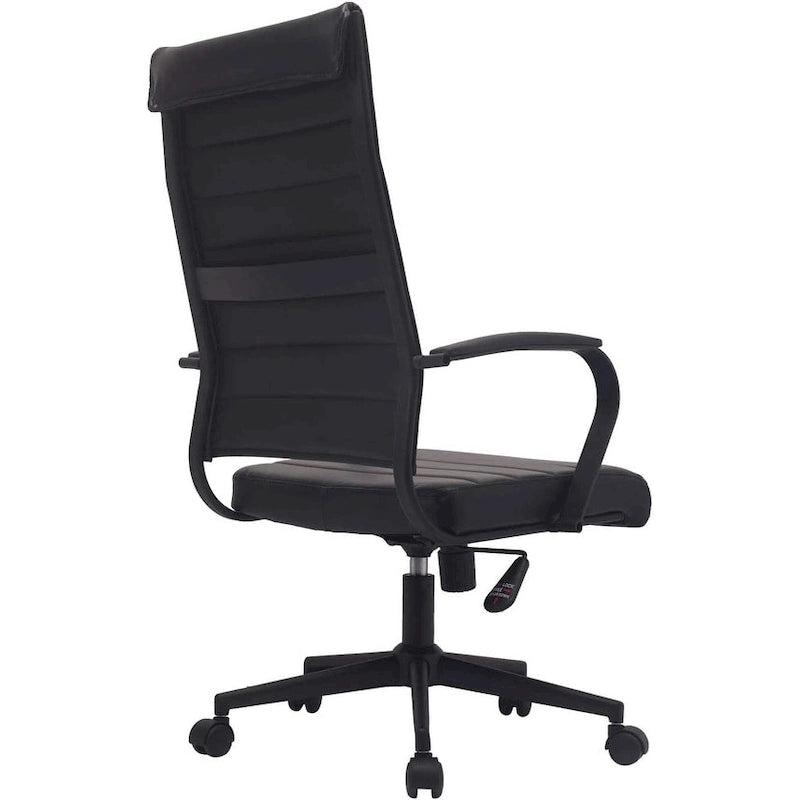 Fauteuil de bureau moderne à dossier haut, en cuir PU nervuré, pivotant et inclinable, pour salle de conférence, chaise de bureau avec coussin, pour patron