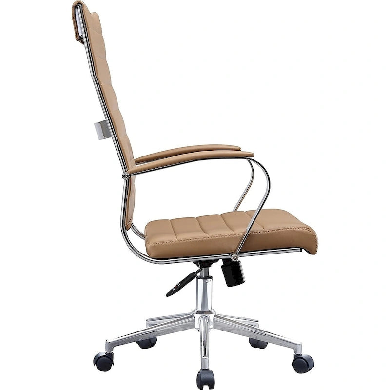 Fauteuil de bureau moderne à dossier haut, en cuir PU nervuré, pivotant et inclinable, pour salle de conférence, chaise de bureau avec coussin, pour patron