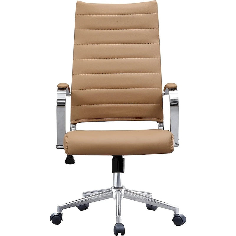 Fauteuil de bureau moderne à dossier haut, en cuir PU nervuré, pivotant et inclinable, pour salle de conférence, chaise de bureau avec coussin, pour patron