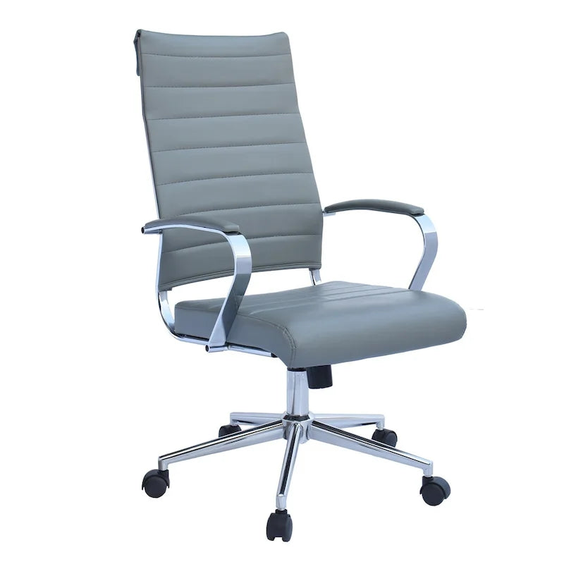 Fauteuil de bureau moderne à dossier haut, en cuir PU nervuré, pivotant et inclinable, pour salle de conférence, chaise de bureau avec coussin, pour patron