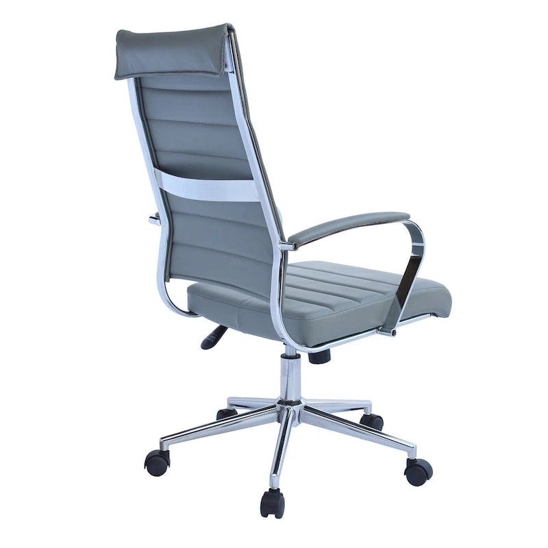 Fauteuil de bureau moderne à dossier haut, en cuir PU nervuré, pivotant et inclinable, pour salle de conférence, chaise de bureau avec coussin, pour patron