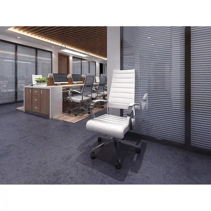 Fauteuil de bureau moderne à dossier haut, en cuir PU nervuré, pivotant et inclinable, pour salle de conférence, chaise de bureau avec coussin, pour patron