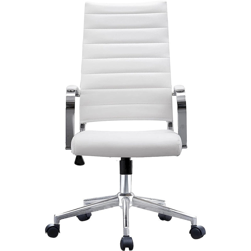 Fauteuil de bureau moderne à dossier haut, en cuir PU nervuré, pivotant et inclinable, pour salle de conférence, chaise de bureau avec coussin, pour patron