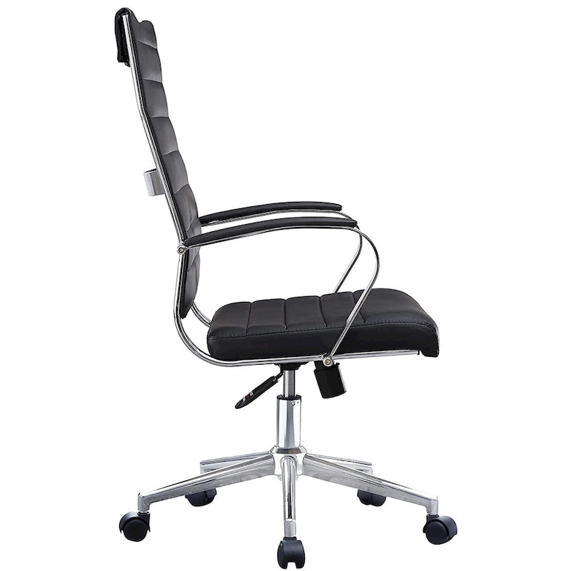 Fauteuil de bureau moderne à dossier haut, en cuir PU nervuré, pivotant et inclinable, pour salle de conférence, chaise de bureau avec coussin, pour patron