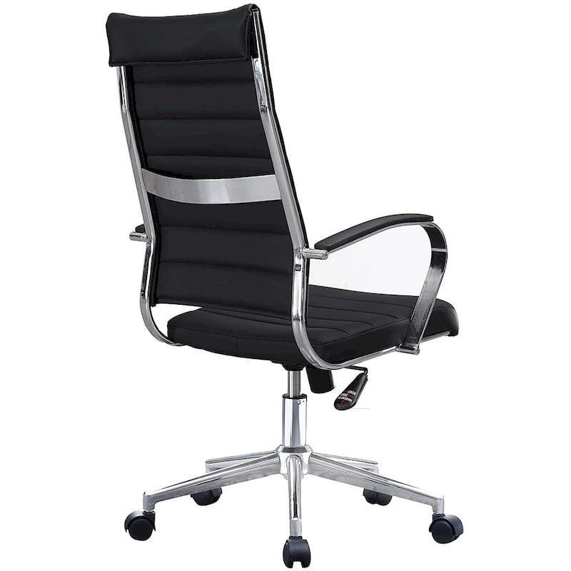Fauteuil de bureau moderne à dossier haut, en cuir PU nervuré, pivotant et inclinable, pour salle de conférence, chaise de bureau avec coussin, pour patron