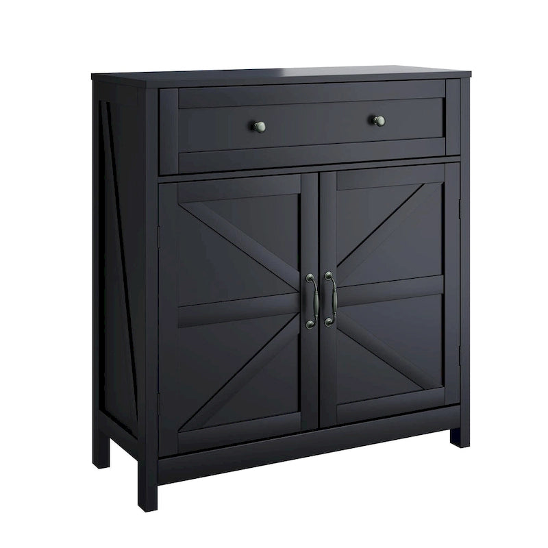 Meuble de bar à café avec deux tiroirs, meuble de rangement de cuisine avec étagère réglable, buffet avec deux portes