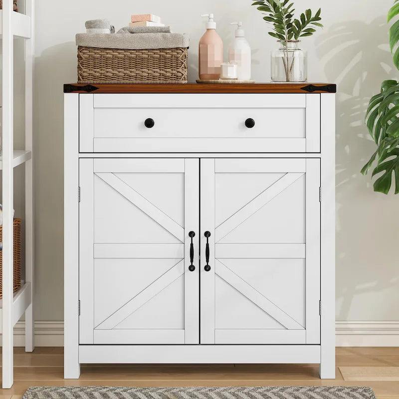 Meuble de bar à café avec deux tiroirs, meuble de rangement de cuisine avec étagère réglable, buffet avec deux portes