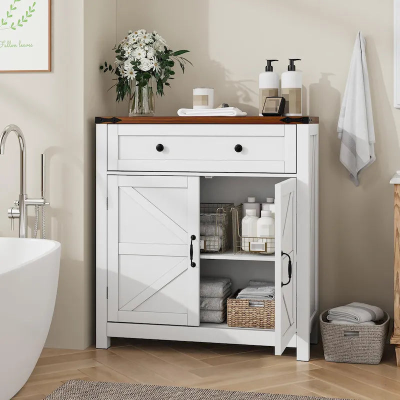 Meuble de bar à café avec deux tiroirs, meuble de rangement de cuisine avec étagère réglable, buffet avec deux portes