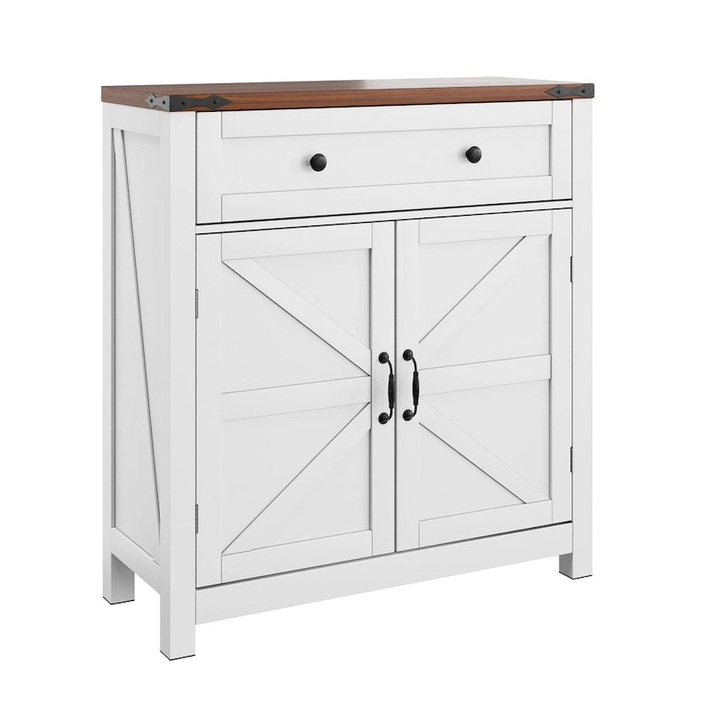 Meuble de bar à café avec deux tiroirs, meuble de rangement de cuisine avec étagère réglable, buffet avec deux portes