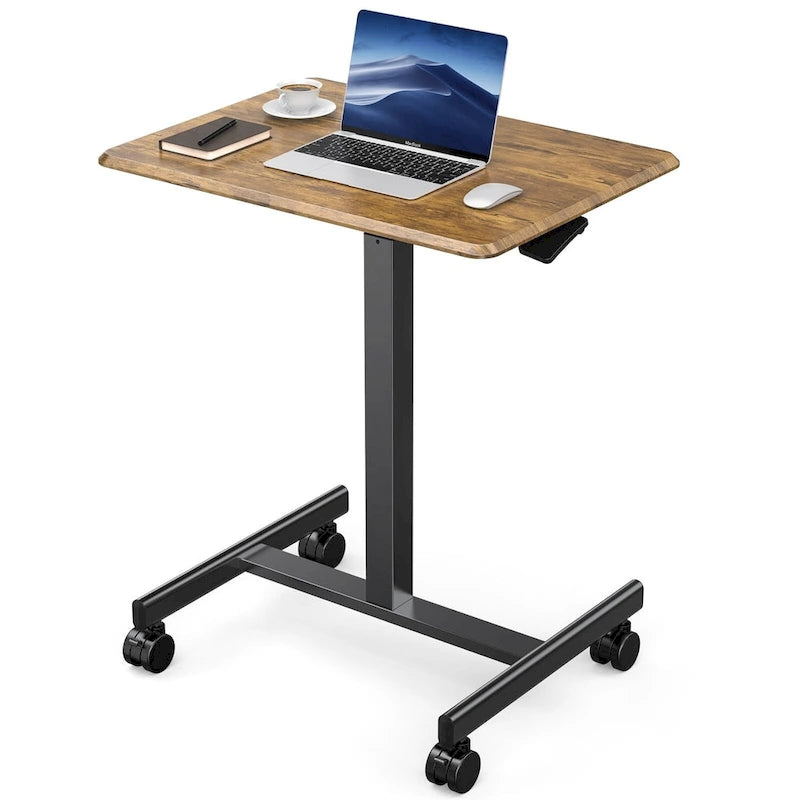 Petit bureau debout de 108 cm de hauteur, mobile, portable, sur roulettes, pour ordinateur portable, réglable en hauteur avec roues
