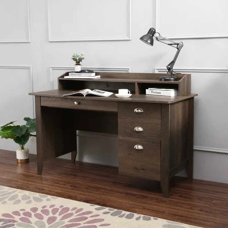 Bureau d'écriture de 53 pouces de large avec huche pour bureau à domicile