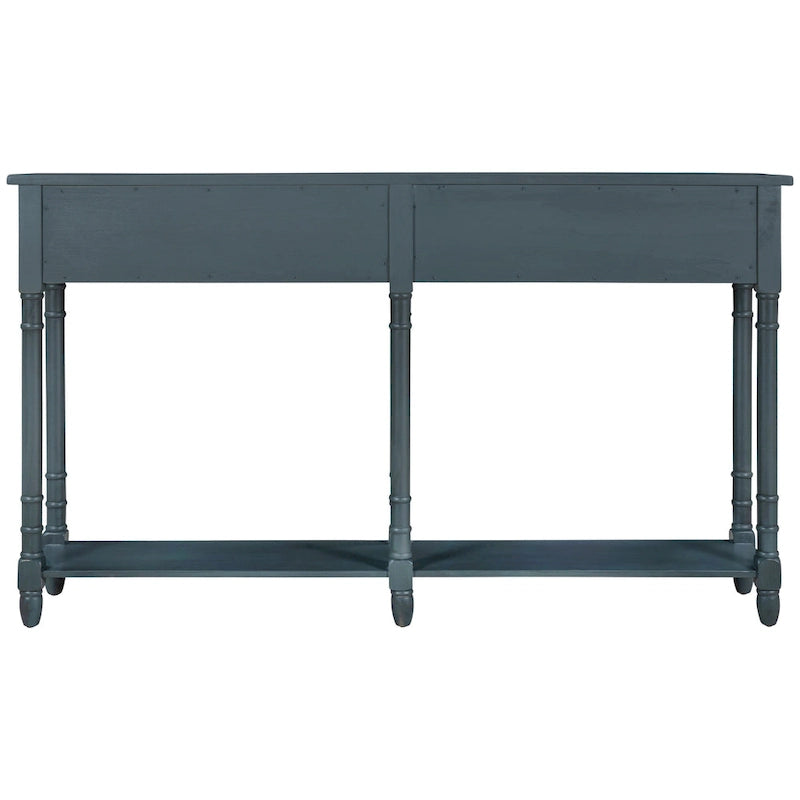Console en bois massif avec tiroirs de rangement et étagère inférieure
