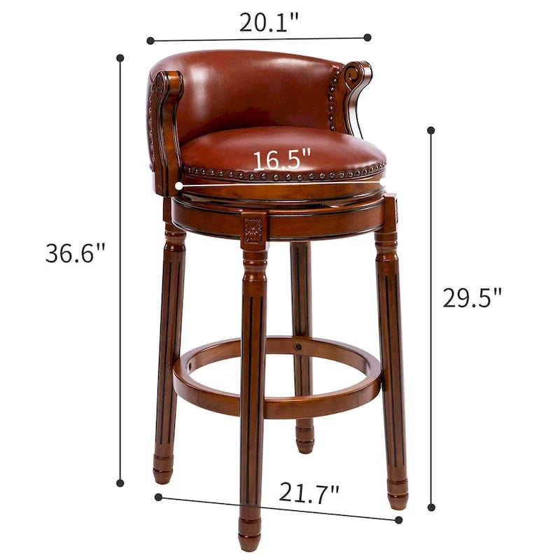 Tabourets de bar en cuir de vachette et bois