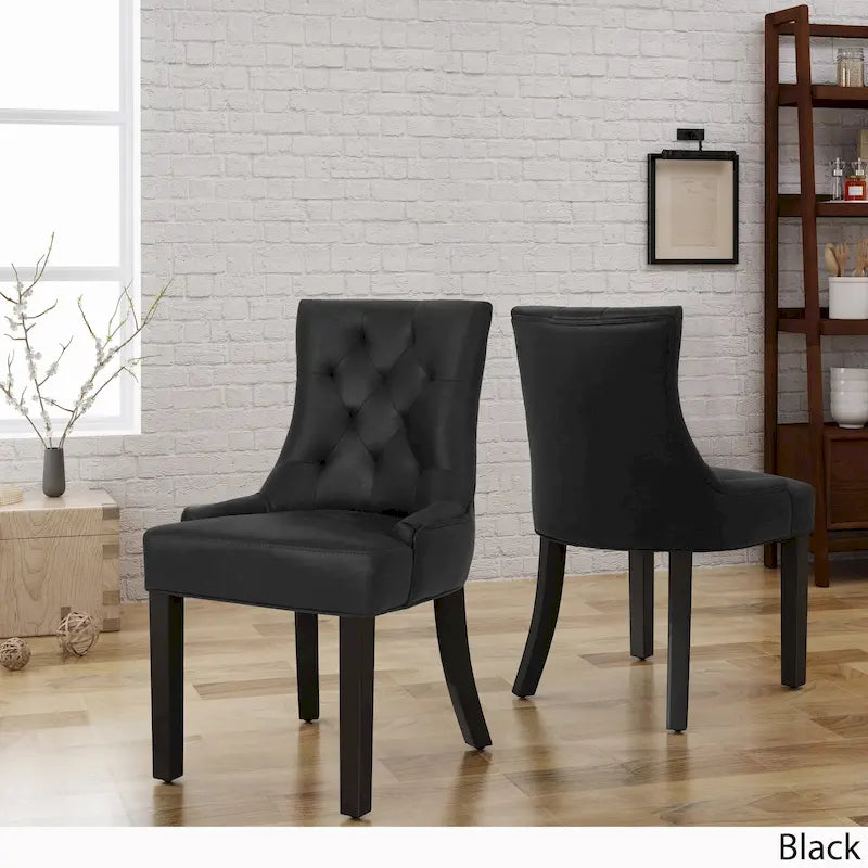 Chaises de salle à manger traditionnelles en microfibre (lot de 2)