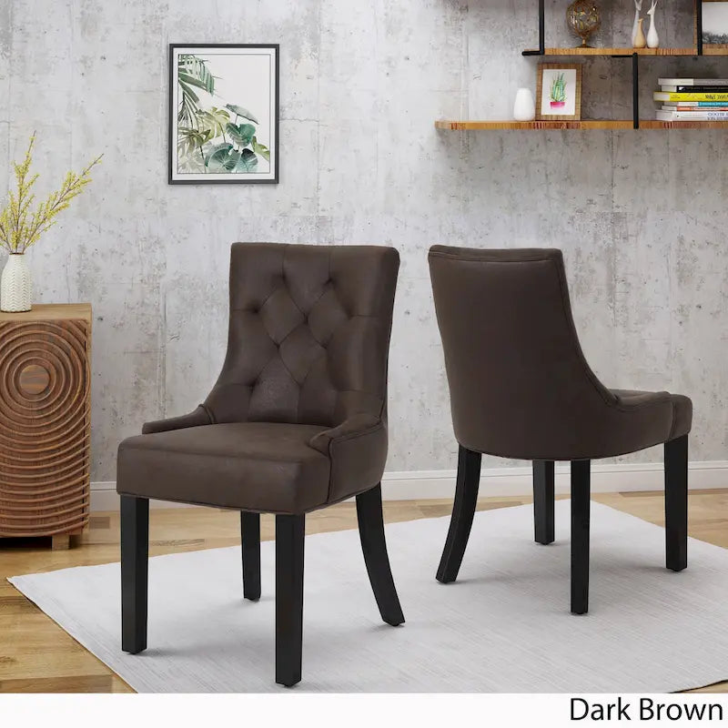 Chaises de salle à manger traditionnelles en microfibre (lot de 2)