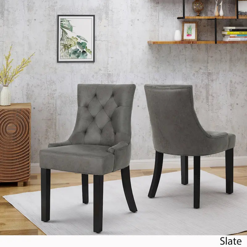 Chaises de salle à manger traditionnelles en microfibre (lot de 2)