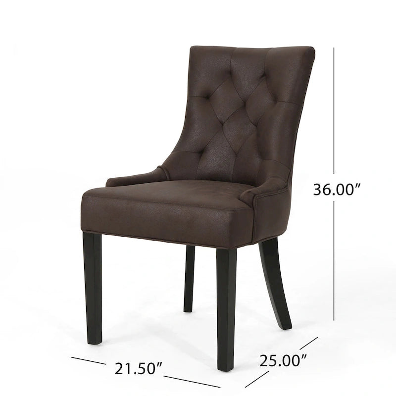 Chaises de salle à manger traditionnelles en microfibre (lot de 2)